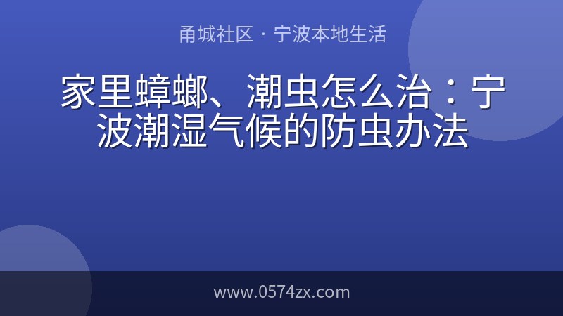 家里蟑螂、潮虫怎么治：宁波潮湿气候的防虫办法